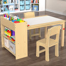 Kids Art Table and Chairs Set Craft Table with Large Storage Shelves Drawing Desk Activity Study Wooden Children's Furniture
