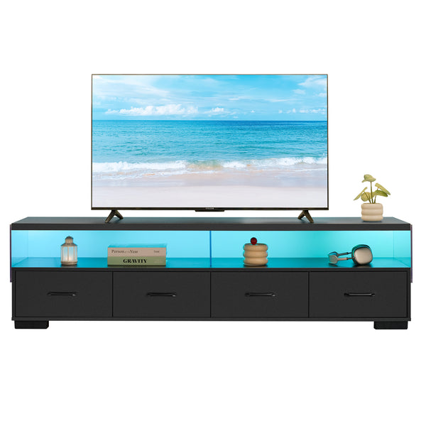 4-Drawer TV Stand for TV's up to 80' Flat Screen Cabinet Door Living Room Storage Entertainment Center, Black