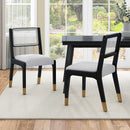 Wood Dining Chairs Set of 2, Modern Farmhouse Accent Chairs with Solid Wood Legs and Padded Seat, Modern PU Leather Kitchen & Dining Chairs Side Chairs for Dining Room, Black