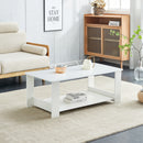 A modern and practical white coffee table. The double layered coffee table is made of MDF material,. Suitable for living room, bedroom, and study.W1151P169730