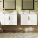 60' Vintage Bathroom Vanity Set with Ceramic Sink (Separate), with 3 Holes Single Ceramic Sink, Bathroom Storage Vanity Cabinet with Soft Closing Doors