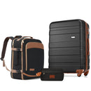 3-Piece Luggage Set  - 28in Checked Suitcase with TSA Lock Travel Duffel Bag Wet-Dry Toiletry Bag,black and brown