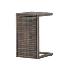 Bucharest End Table C-Shaped Side Table Brown PE Rattan 14.5x15.5x24 inches