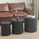 Set of 3, Rounded Wood Coffee Tables, End Tables, Plant Stands,Decorative Accent Pieces - Solid Black Finish
