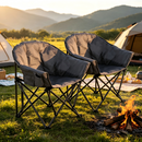 Set of 2, Oversized Camping Chair, Portable Folding Moon Chair with Side Pocket, Heavy Duty Outdoor Camping Chair for Adults, Gray