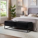 58.6' Bed Bench Metal Base with Storage Black Velvet