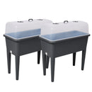 2 PCS Self-Watering Raised Garden Bed with Ventilated Transparent Greenhouse Lid, Elevated Planter Box with Removable Legs for Vegetables & Flowers, Deep Gray