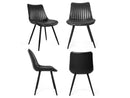Ergonomic chair with rubberwood frame covered in polyurethane synthetic leather, set of 4, BLACK