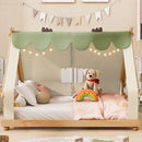 Full Size House Bed with Tent and Light,White