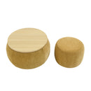 Round Storage Ottoman, 2 in 1 Function, End Table and Ottoman, Dark Yellow, Eucalyptus Wood and Foam, 25'x25'x14.7'