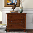 U_STYLE 27.6''Nightstand with Pine Wood veneer , Fashion Bedside Cabinet with 3 Drawers and pull-out tray, Minimalist Sofa Side Table with rubber legs and Metal handle for Bedroom Sofa Couch Office