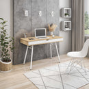 Modern Multi Storage Computer Desk with Storage, Pine