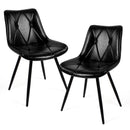 Faux Leather Upholstered Dining Chair Set of 2 with Metal Legs, Thick Foam Cushion & Ergonomic Backrest BLACK
