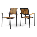 Vermilion Outdoor Dining Chair with Vertical Slat and Wooden Arm, Teak