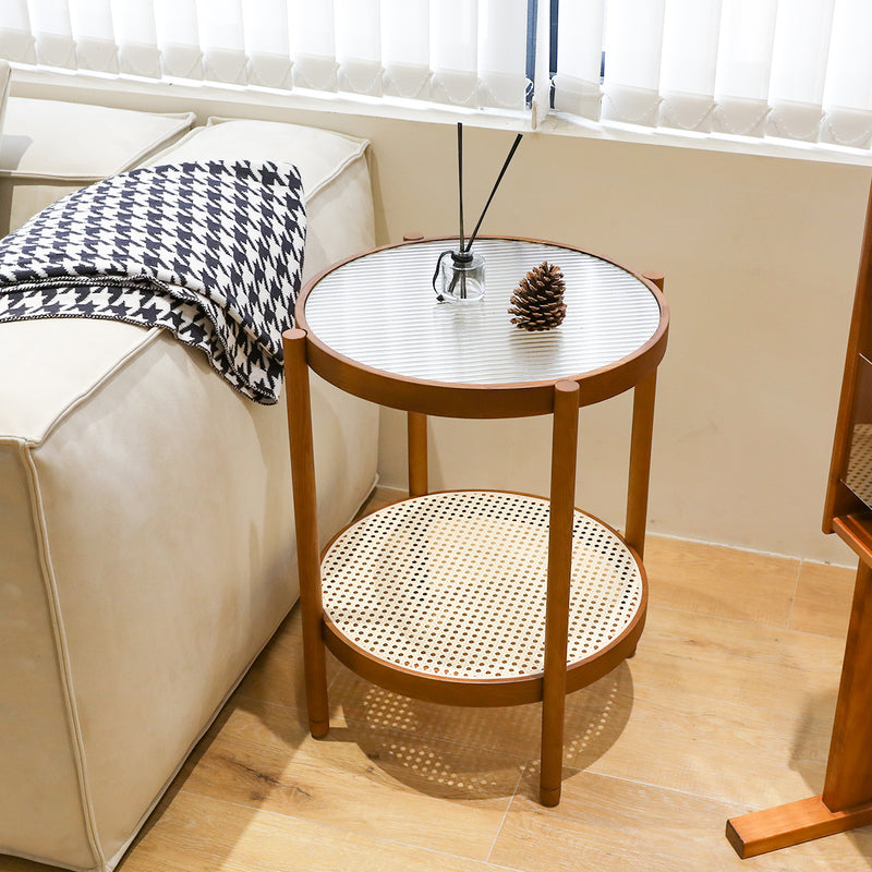 Modern Farmhouse Living Room Coffee Table Set, Stylish and Elegant Nesting Round Wooden Table,Side End table set for Living Room,Bedroom-1pc End Table