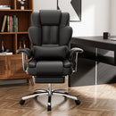Office Chair, Big and Tall Executive Office Chair with Footrest, Leather Computer Chair, Ergonomic Reclining Chair High Back, Large Home Office Chair (Black)