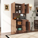 70.87' Tall Wardrobe& Kitchen Cabinet, with 6-Doors, 1-Open Shelves and 1-Drawer for bedroom,Walnut