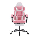 Gaming Chair with Footrest, High Back Gaming Chairs PVC Leather Ergonomic Gamer Chair with Adjustable Headrest Lumbar Support Racing Style Video Gaming Chair for Office/Home (Pink)