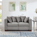 Modern Design Living Room Sofa Square armrest with Silver Nails Decoration Upholstered Velvet Loveseat Grey