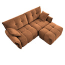 Modern Chenille Fabric 2-Seater Sofa with Ottoman - Minimalist Design - Burnt Orange - Ideal for Living Room