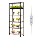 Plant Shelf with Grow Light, 6-Tier Indoor Plant Stand, 71in Tall Plants Display Rack with Wheels & 4/9/14H Timer, 150W 3-Color Full Spectrum Grow Lights, Flower Pot Holder for Seed Starting