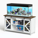 Metal Aquarium Stand with Cabinet for Fish Tank Accessories Storage, 80 Gallon, Turtle/ Reptile Terrariums, White, 58.9'' L x 19.7'' W x 32.6'' H.