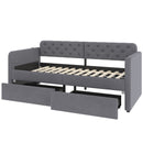Twin Size Upholstered Daybed with 2 Storage Drawers and USB Charging Design, Velvet Upholstered Daybed Frame, Twin Sofa Bed for Living Room Bedroom, No Box Spring Needed,Plush Velvet Fabric