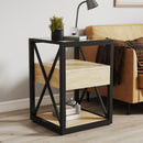 1 piece Modern End Table with Drawer - Nightstand for Bedroom & Living Room, Natural Wood MDF & Tempered Glass Top, Industrial Style Side Table