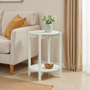 1pc End Table Living Room Furniture White Finish Round Table Open Shelf