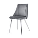 Modern Grey Velvet Dining Chairs, Upholstered Accent Chairs with Chrome Legs for Home and Kitchen