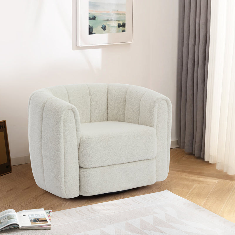 Swivel Accent Barrel Chair, Modern Round Armchairs with Upholstered, Comfy Swivel Accent Chair for Living Room