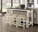 Modern Two-Tone Finish 4pc Counter Height Dining Table Set USB Power Outlets Kitchen Nook Upholstered Stools Living Area Furniture