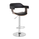 Contemporary Swivel Adjustable Barstool with Padded Armrests, Weathered Oak
