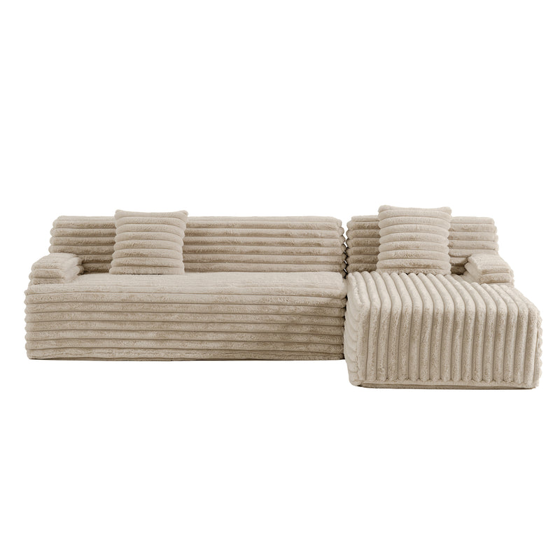 Cloud Sectional Sofa Upholstered Couch Free-combined Sofa, Light Coffee, Faux Rabbit Fur, 110'