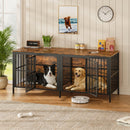 80' Dog Crate End Table, Heavy Duty 2-Door Indoor Pet Kennel, Multipurpose Dog House Furniture as TV Stand or Side Table for Living Room, Large & Medium Dogs.(Rustic Brown)