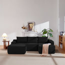 105.7'Cloud Sectional Couch with U-Shaped Chaise,Modern Modular Sofa with Deep Seat, Upholstered Couches for Living Room Bedroom,No Assembly Required,(Corduroy Fabric),Black