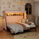 Twin XL House Bed with Twin XL Trundle, Shelf, Tent and Light, Espresso
