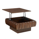 Square Lift-Top Coffee Table with Solid Wood Frame and Hidden Storage