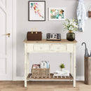 Vintage Two - Drawer Console Table with Open Shelf, Distressed Finish for Entryway & Living Room