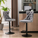 Swivel Velvet Barstools Adjusatble Seat Height from 25-33 Inch,17.7 inch base, Modern Upholstered Bar Stools with Backs Comfortable Tufted for Home Pub and Kitchen Island,Gray,Set of 2,AS1812GY
