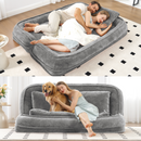 [NEW ARRIVED] [VIDEO PROVIDED] Double human dog bed,Lazy sofa ,Loveseat,Fits You & Pets,Extra Large Floor Couch,Can sit or lie down,2-in-1,5 Adjustable Position, Plump Pillow,2 Seat,Chenille,Gray