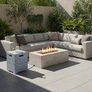 U_STYLE 2-in-1 Outdoor Fire Pit & Propane Tank Stand Set,41.9''Outdoor Rectangular Propane Fire Pit 40000 BTU With 15.75''MGO Propane Tank Cover Table Suitable For Courtyard,Lawn,Patios, Decks.