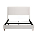 Hayden King Size Upholstered Wingback Bed with Textured Ivory Canvas and Tall 54' Headboard