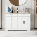 47.95' Farmhouse Buffet Cabinet Storage Sideboard with 2 Drawers and 4 Doors for Dining Living Room Kitchen Cupboard-White