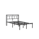 14 Inch Full Bed Frame with Storage Headboard, Metal Platform Bed Frame with USB-C,Type-C and LED Light, Black