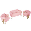 TS Modern Decorative Chair, Pink Teddy Fleece Upholstered Side Chair with Gold Metal Legs, No Wheels, for Living Room, Dressing Area, Reception, Office