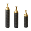 Elegant Floor Vase Set – Gold & Black Metal Decorative Vases – 3-Piece Set for Floral Display, Wedding & Gift Décor