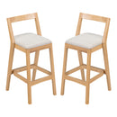Jasper Indoor Rubberwood Barstool with Beige Upholstery, Natural Finish, Set of 2