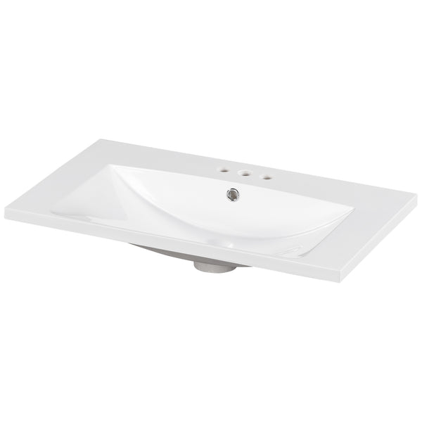 30' Single Bathroom Basin Sink, Vanity Top Only, 3-Faucet Holes, Resin (REPLACE WF305076AAK)