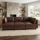 Flexible PU Modular Sofa,Convertible Shapes, Storage & Sleeper Function for Living Room-6seats